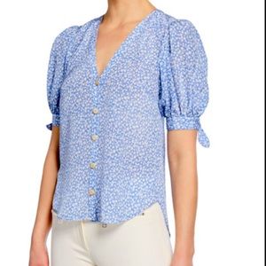 Veronica Beard Gizela Puff Sleeve Blouse